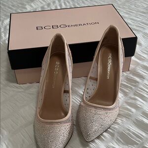 BCBGeneration Blush Pink Crystal Pointed-Toe Pumps